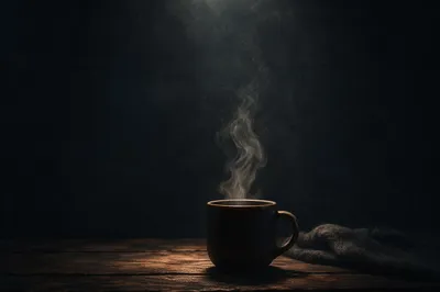 Dark Moody Mug With Rising Steam