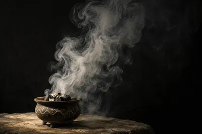 Dramatic Dark Smoke Background with Copy Space