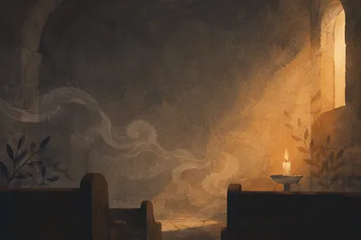 Dark Smoky Sanctuary Candlelight Background