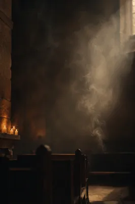 Dark Smoky Sanctuary Background with Candlelight