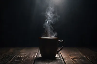 Dark Moody Mug with Rising Steam
