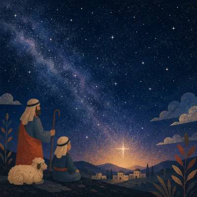 Subtle Cross Glow on Navy Night Sky
