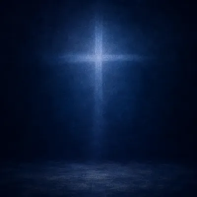 Subtle Glowing Cross on Navy Background