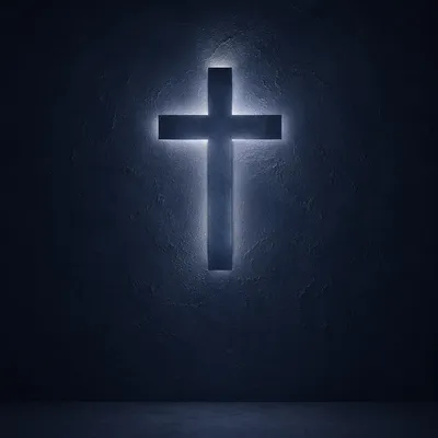 Subtle Glowing Cross on Navy Background