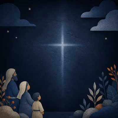 Subtle Cross Glow on Navy Wall