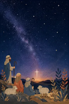 Dark Navy Starry Sky With Subtle Cross Glow