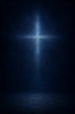 Subtle Glowing Cross on Navy Background