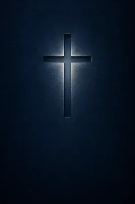 Subtle Glowing Cross on Dark Navy Wall