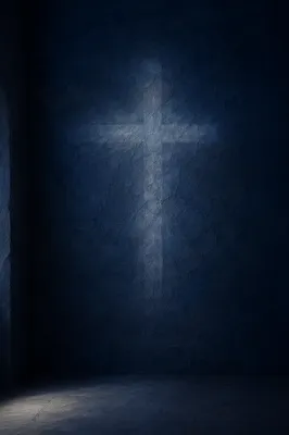 Subtle Cross Glow on Navy Chapel Wall