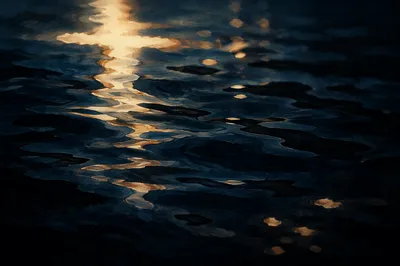 Dark Navy Water with Subtle Cross Glow