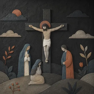 Subtle Cross on Dark Textured Plaster