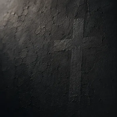 Dark Textured Plaster Wall with Subtle Cross
