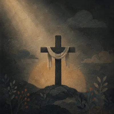 Subtle Cross on Dark Textured Plaster