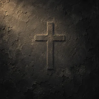 Dark Textured Wall with Subtle Cross