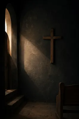Subtle Cross on Dark Textured Wall
