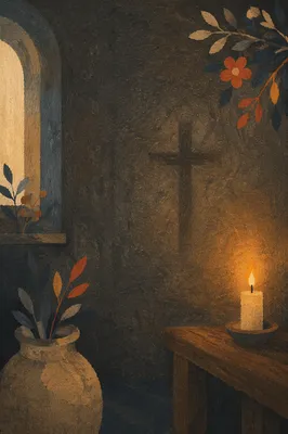 Dark Chapel Wall with Subtle Cross
