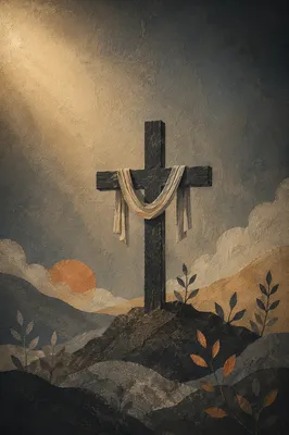 Dark Textured Background with Subtle Cross