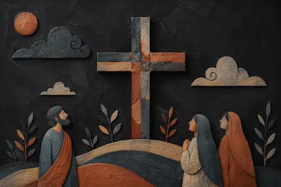 Subtle Cross on Dark Textured Wall