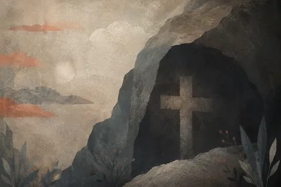 Subtle Cross on Dark Textured Wall