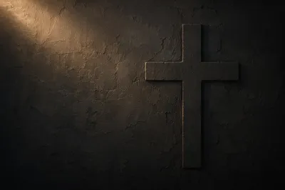 Dark Textured Wall with Subtle Cross