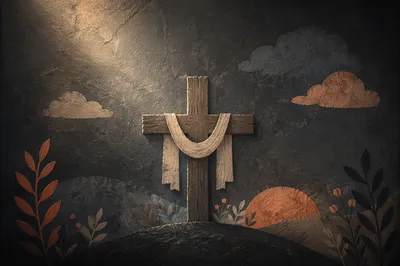 Subtle Cross on Dark Charcoal Texture