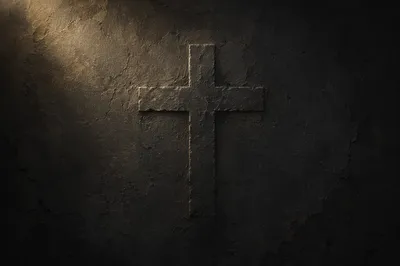 Subtle Cross on Dark Textured Wall