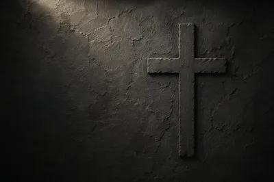 Dark Textured Wall with Subtle Cross
