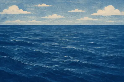 Vast Deep Blue Ocean Horizon