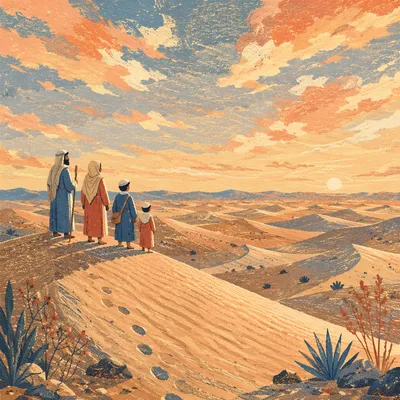 Golden Hour Desert Dunes Under Vast Sky