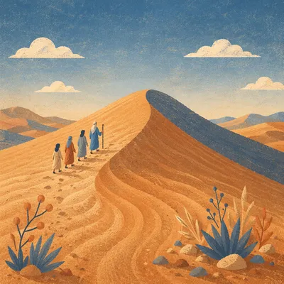 Golden Hour Desert Dunes Under Vast Sky