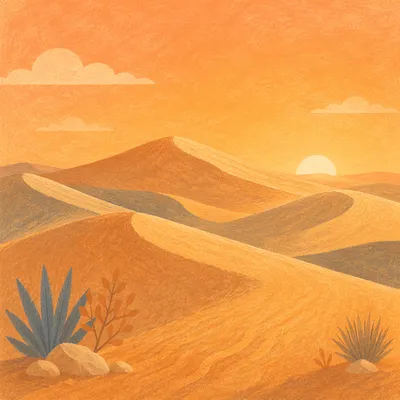 Golden Hour Desert Dunes Background