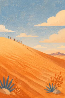 Golden Hour Desert Dunes Under Vast Sky