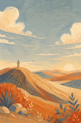 Golden Hour Desert Dunes Vast Sky