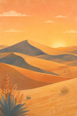 Golden Hour Desert Dunes Background
