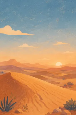 Golden Hour Desert Dunes Vast Sky Background