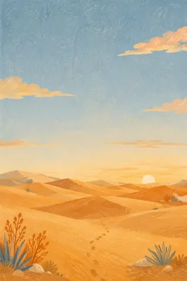 Golden Desert Dunes Under Vast Sky
