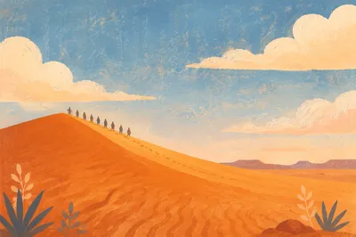 Golden Hour Desert Dune Under Vast Sky
