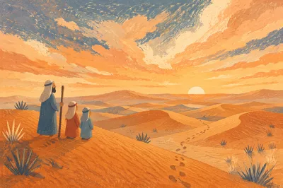 Golden Hour Desert Dunes Under Vast Sky