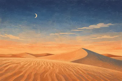 Golden Hour Desert Dunes Twilight Sky