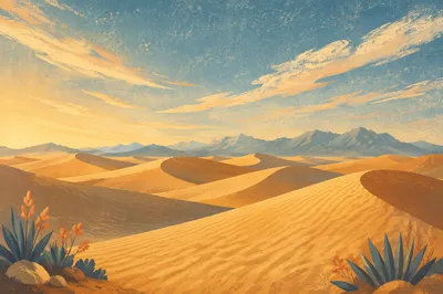 Golden Hour Desert Dunes Background