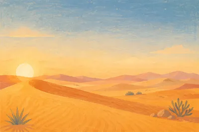 Golden Hour Desert Dunes Wide Background
