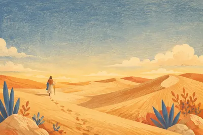 Golden Hour Desert Dunes Under Vast Sky