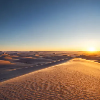 Golden Hour Desert Dunes Under Vast Sky