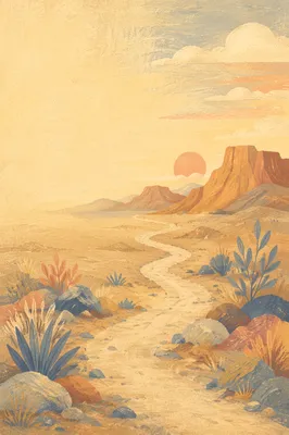 Desert Wilderness Dawn Spiritual Journey Background