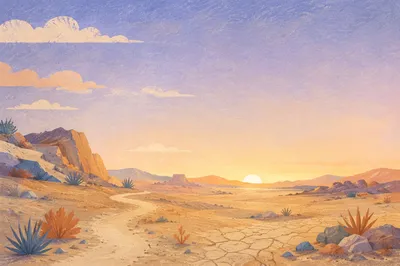 Desert Wilderness Dawn Spiritual Journey Background
