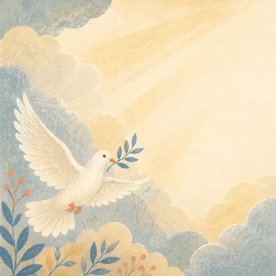 White Dove Rising in Sunrise Sky