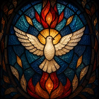 White Dove Stained Glass Close-Up