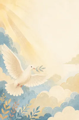 White Dove Rising in Golden Sky