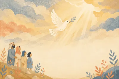 White Dove Gliding Through Sunlit Clouds