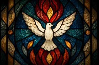 White Dove in Stained Glass
